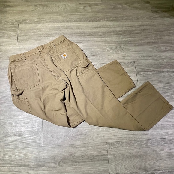 Carhartt Womens Sz 10 x 30 Khaki 2-Loop Carpenter Jeans work Pants WB159 100% Co - Picture 8 of 11